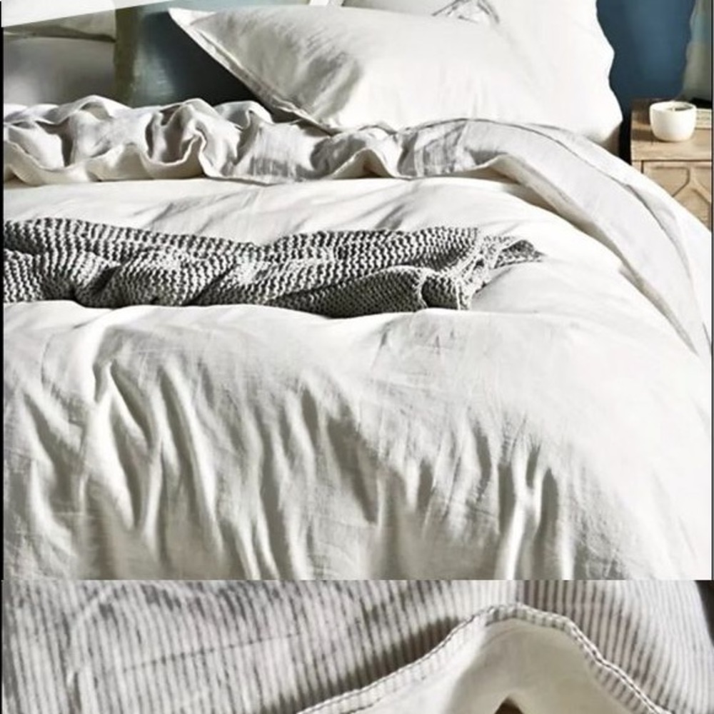 Anthropologie cotton linen duvet cover